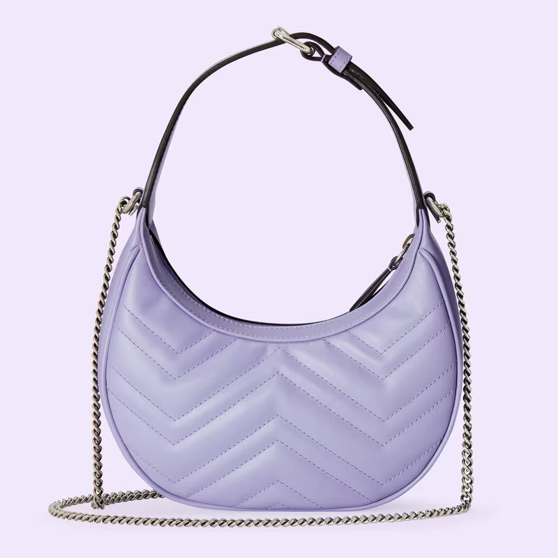 Gucci Marmont half-moon-shaped mini bag - lilac leather