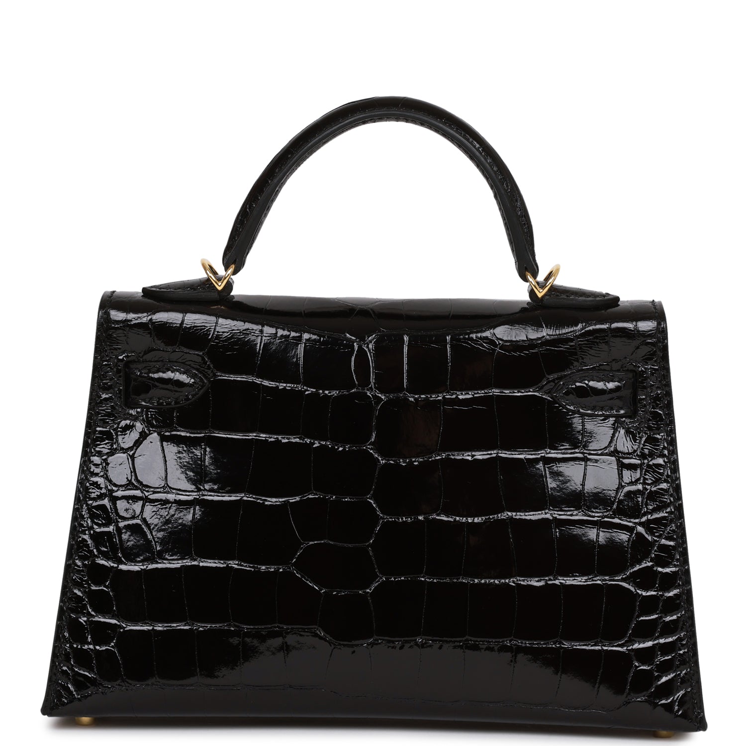 Hermès Kelly Sellier 20 Black Shiny Alligator Gold Hardware