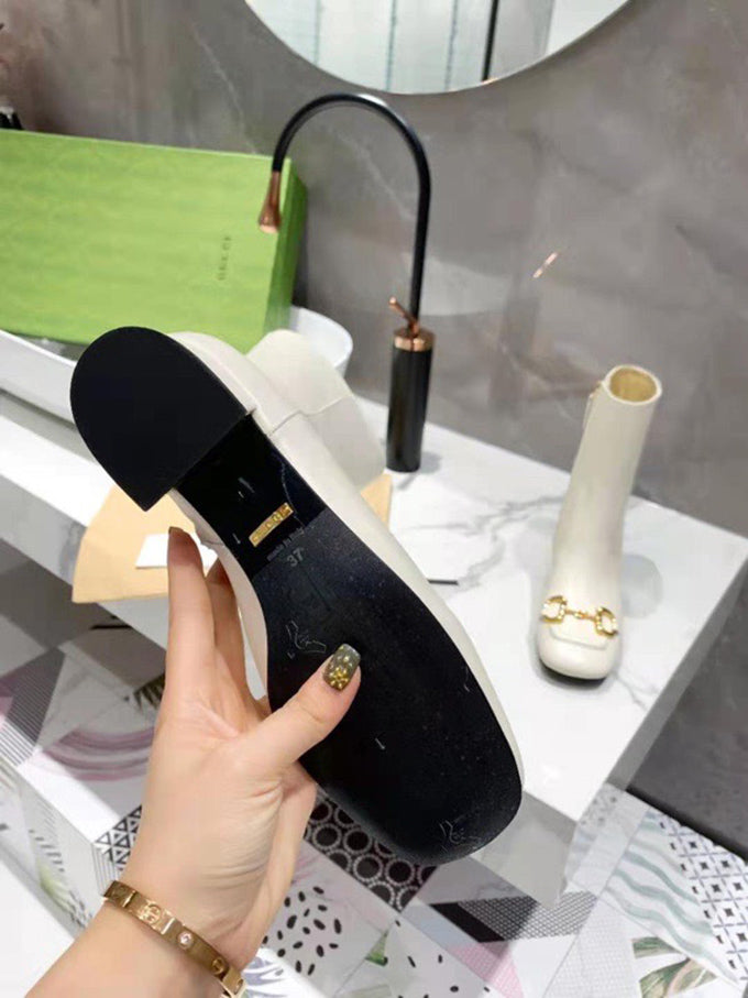 G mid-heel ankle boot with Horsebit