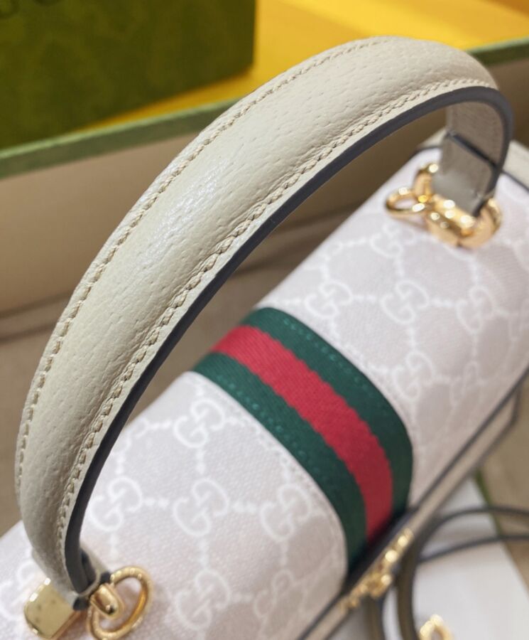 Gucci Ophidia Small GG Top Handle Bag Cream
