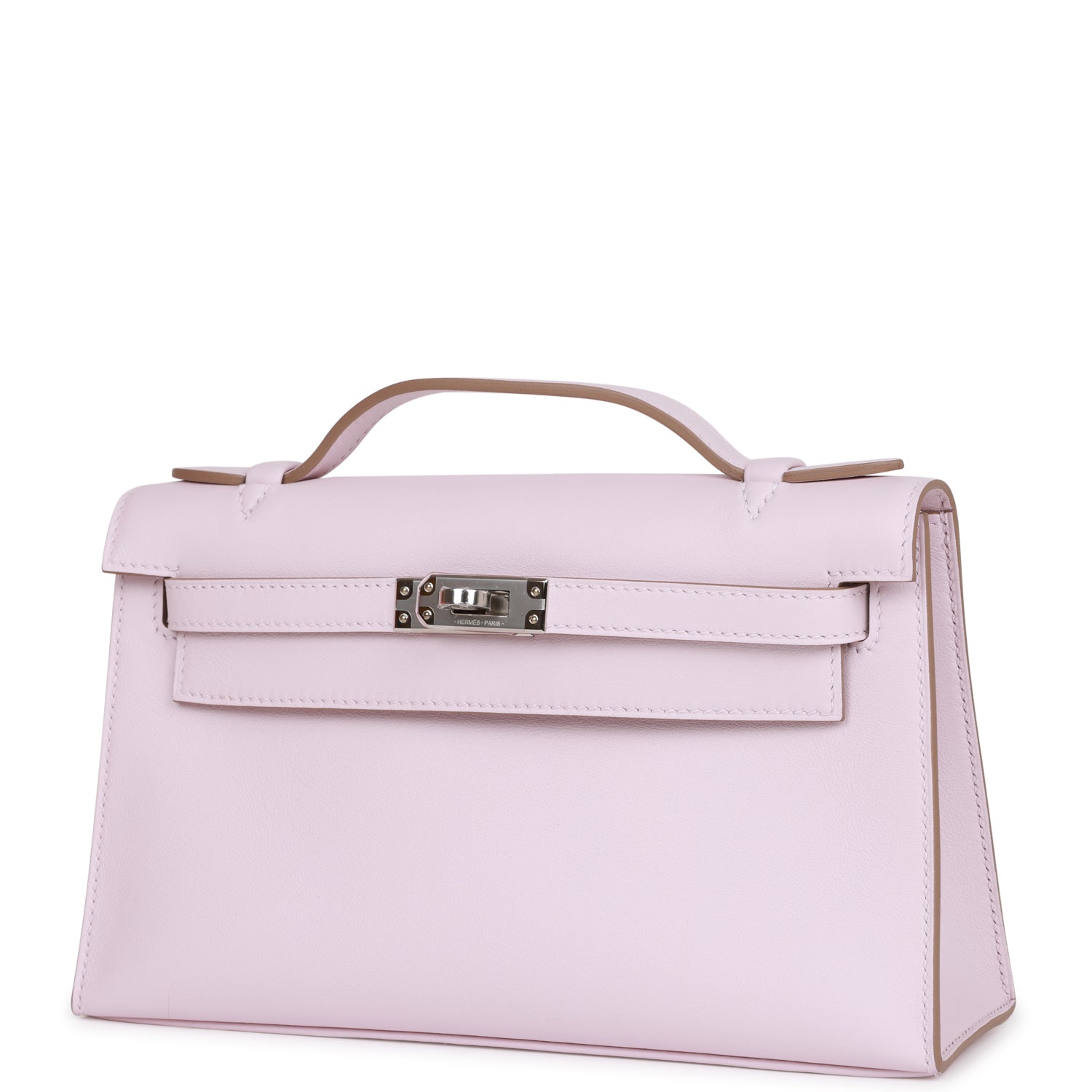 Hermès Kelly Pochette Mauve Pale Swift Palladium Hardware