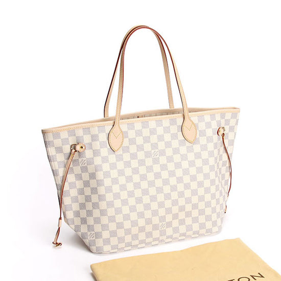 LV N51107 Neverfull MM Shoulder Bag Damier Azur Canvas