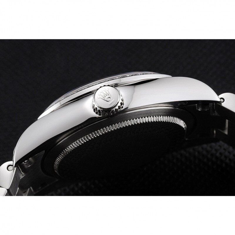 Swiss Rolex Day-Date Diamond Pave Dial And Bezel And Stainless Steel Bracelet