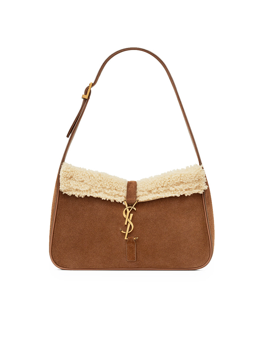 YSL Le 5 a 7 Hobo Bag in Suede and Shearling