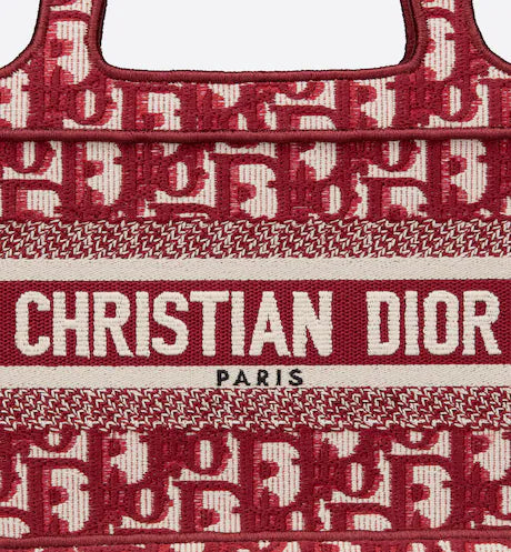 MINI DIOR BOOK TOTE Burgundy Dior Oblique Embroidery (22.5 x 15 x 6 cm)