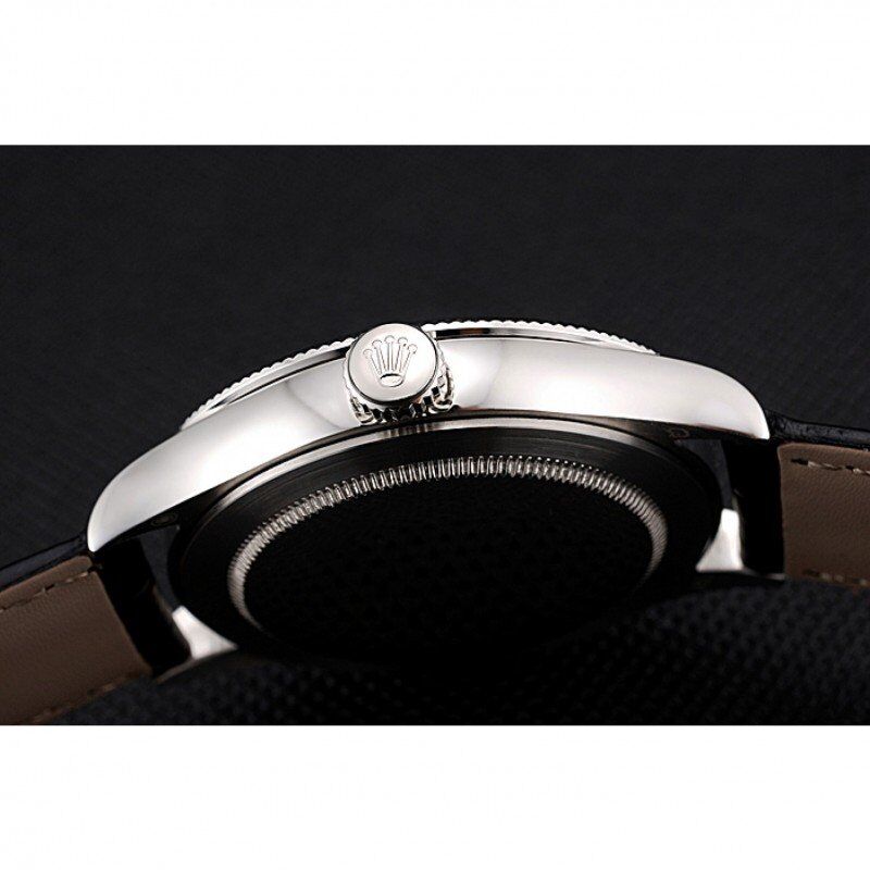 Swiss Rolex Cellini Time Silver Case White Dial Black Leather Bracelet 622653