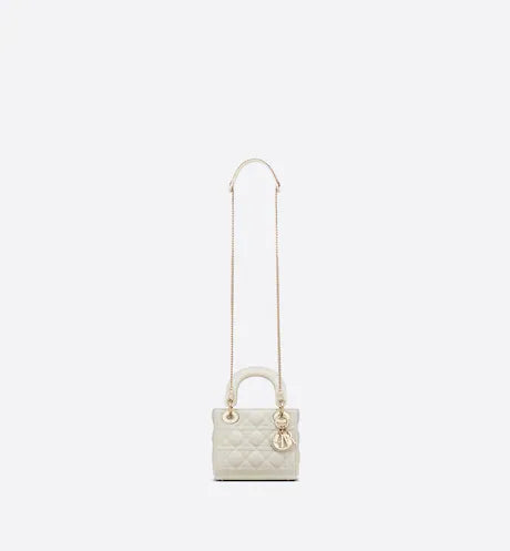 MINI LADY DIOR BAG Latte Cannage Lambskin