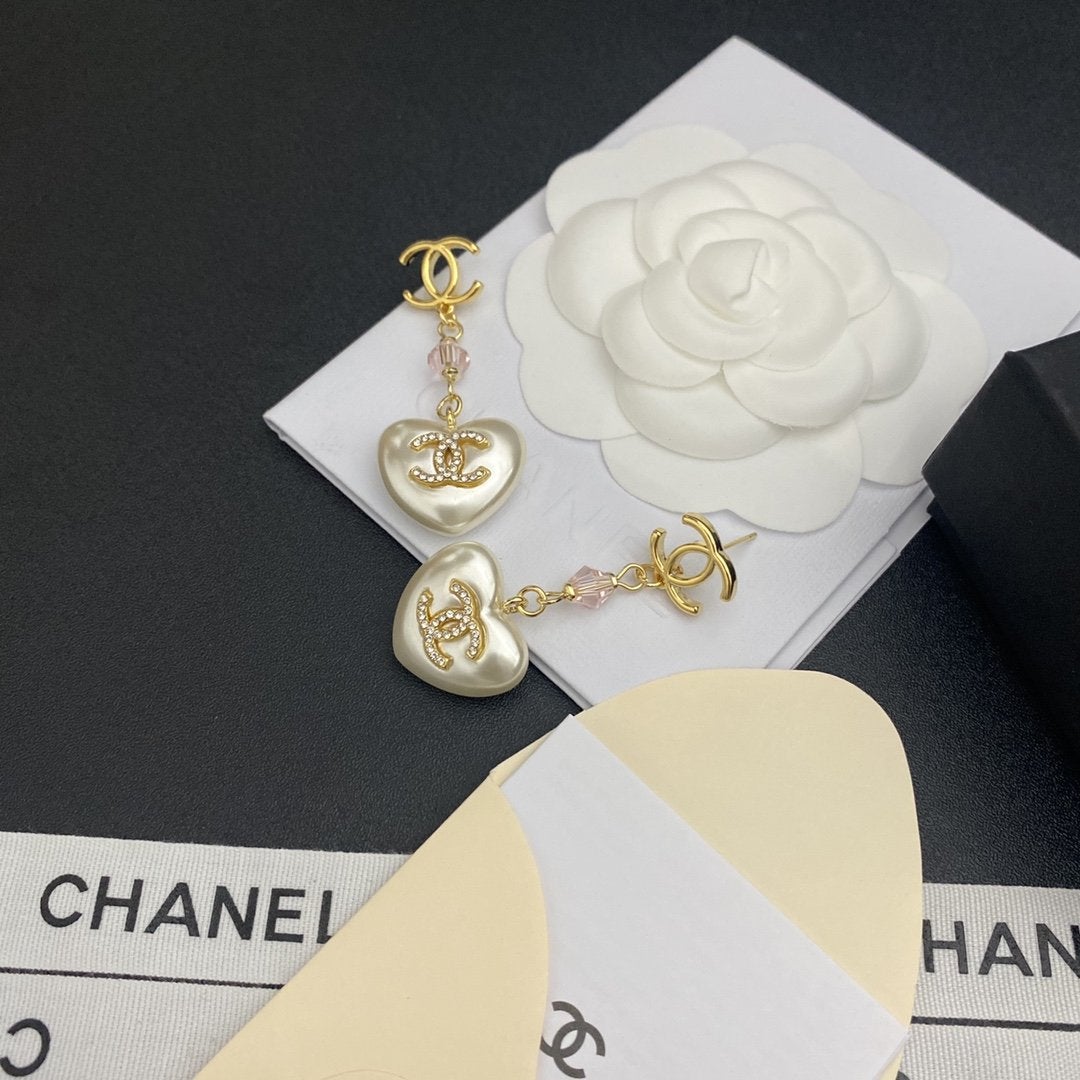 Exquisite Double C Rhinestone Pendant Earrings