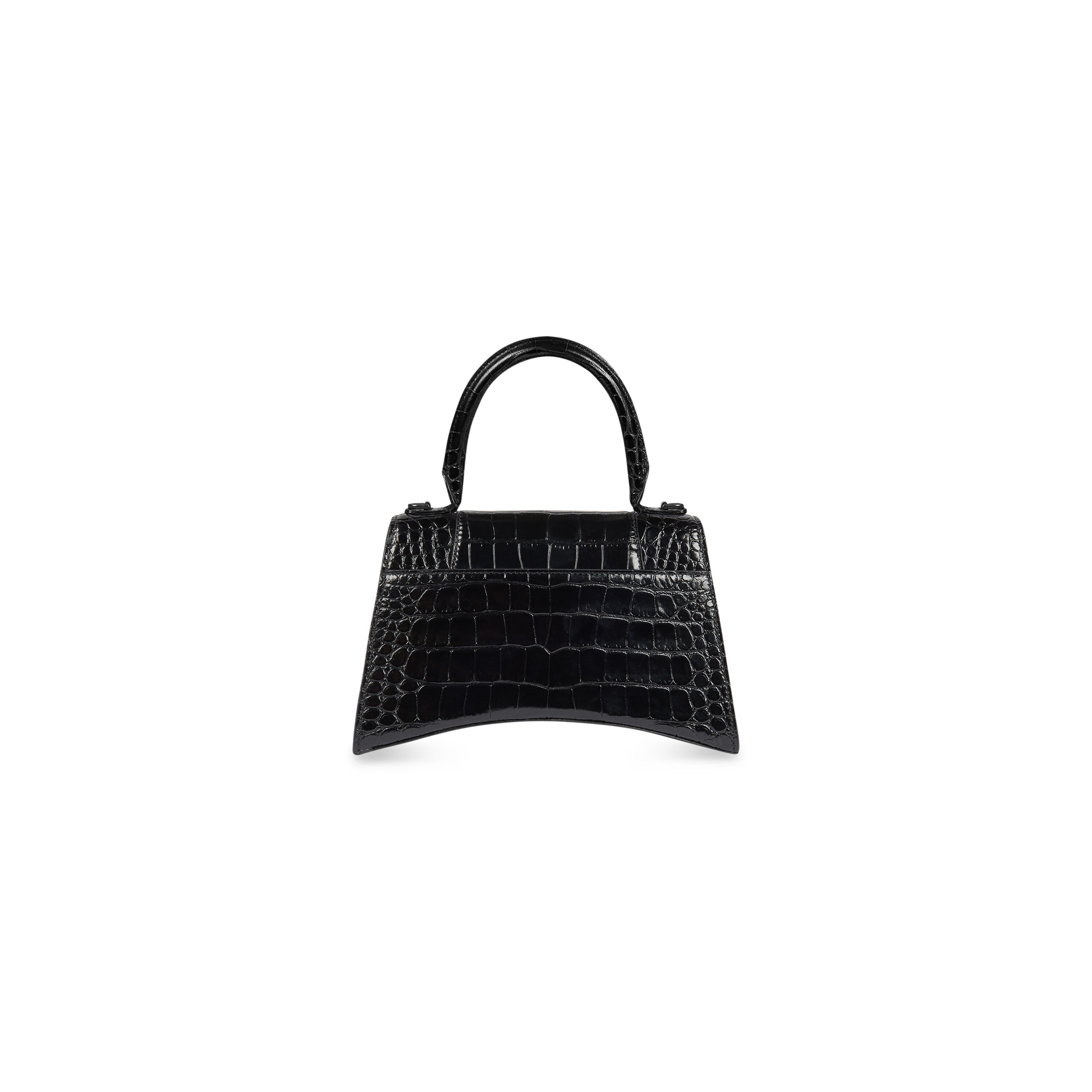 WOMEN'S HOURGLASS SMALL HANDBAG CROCODILE EMBOSSED IN BLACK