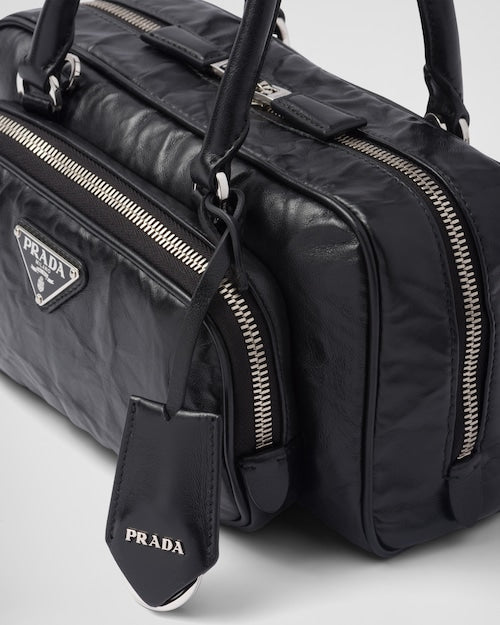 Prada Antique nappa leather multi-pocket top-handle bag - Black