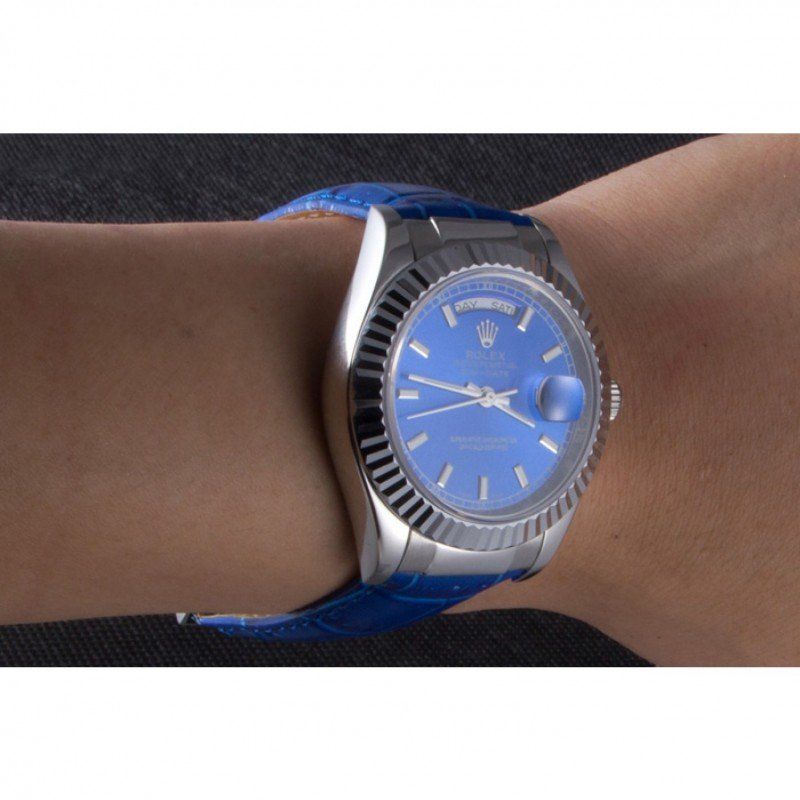 Swiss Rolex Day-Date Oyster Collection Blue Leather Band 621490