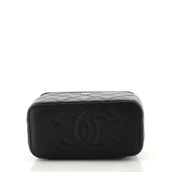 Chanel Classic Vanity Case with Chain Quilted Caviar Small