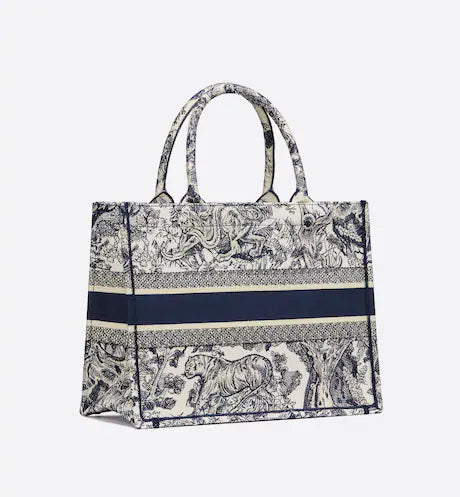 MEDIUM DIOR BOOK TOTE Blue Toile de Jouy Embroidery (36 x 27.5 x 16.5 cm)