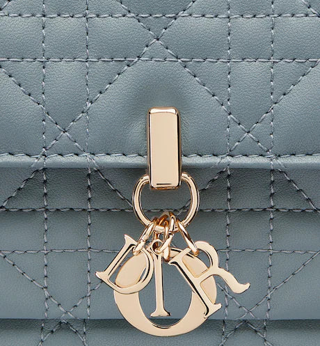 LADY DIOR CHAIN POUCH Cloud Blue Cannage Lambskin