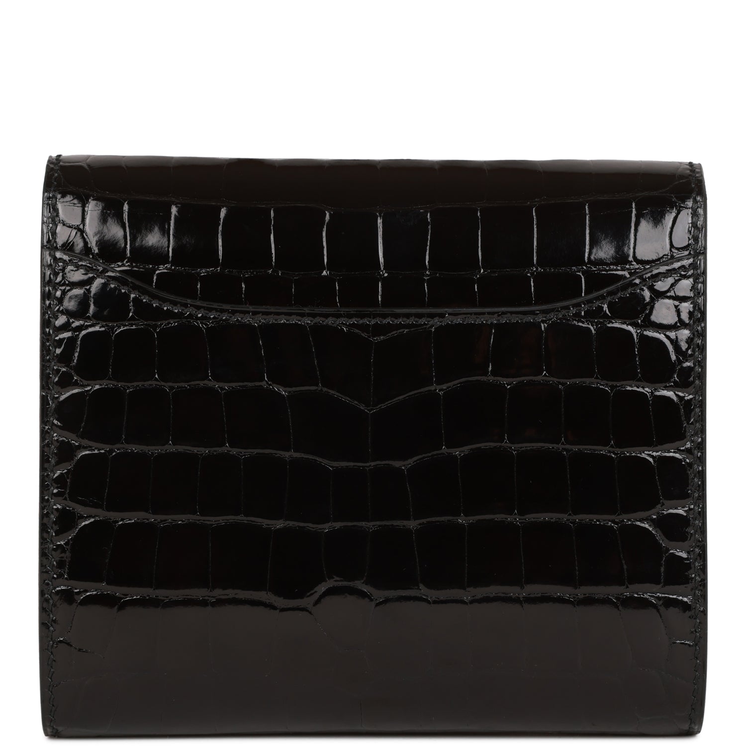 Hermès Constance Compact Wallet Black Shiny Alligator Rose Gold Hardware