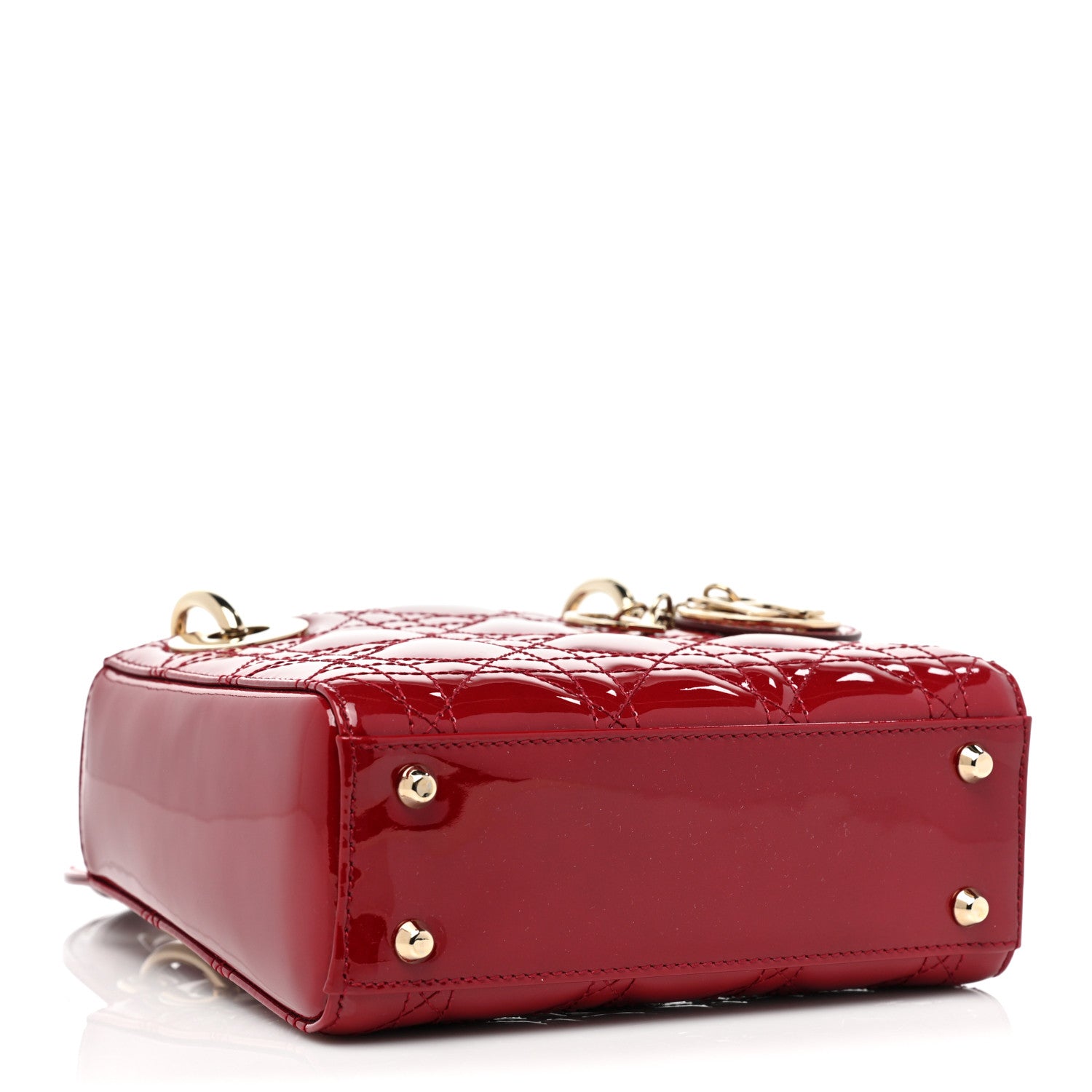 CHRISTIAN DIOR Patent Cannage Mini Lady Dior Red