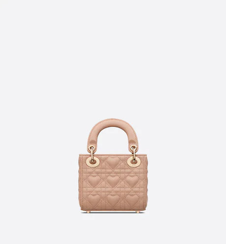 MICRO LADY DIOR BAG Pink Cannage Lambskin with Heart Motif