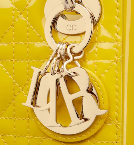 MINI LADY DIOR BAG Yellow Patent Cannage Calfskin