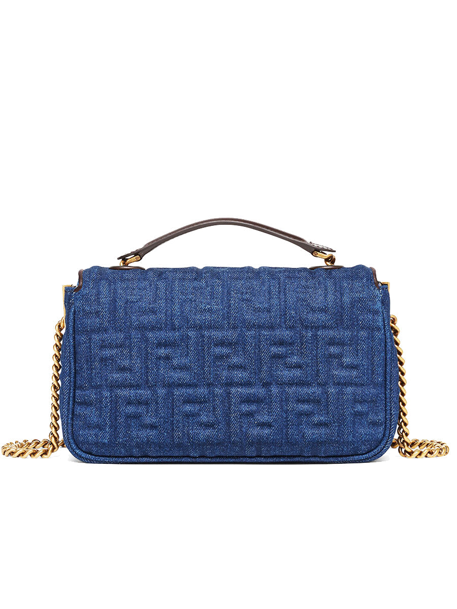 Fendi Baguette Chain Midi in Dark Blue Denim Bag