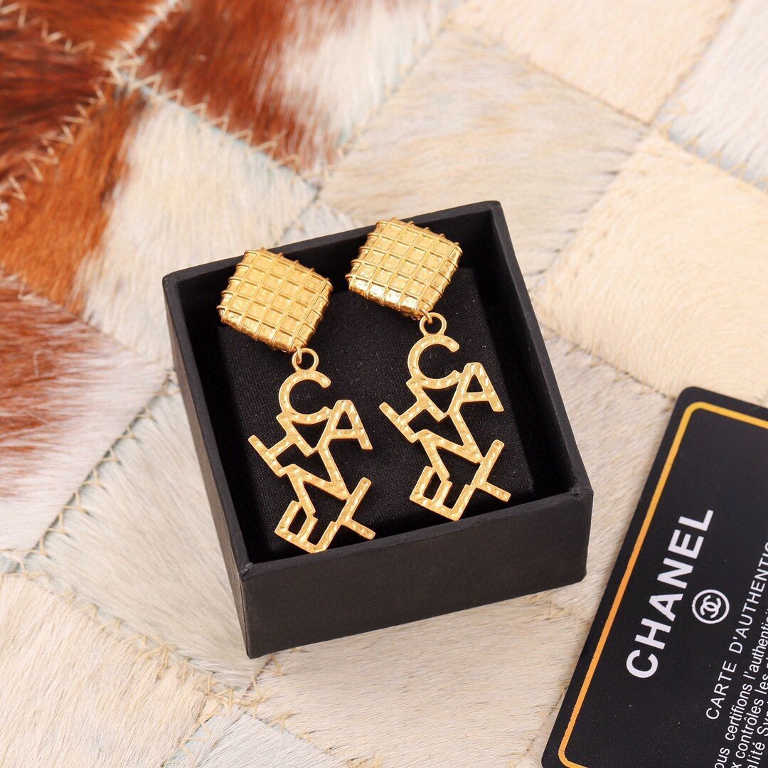Fashion Golden Letter Pendant Earrings