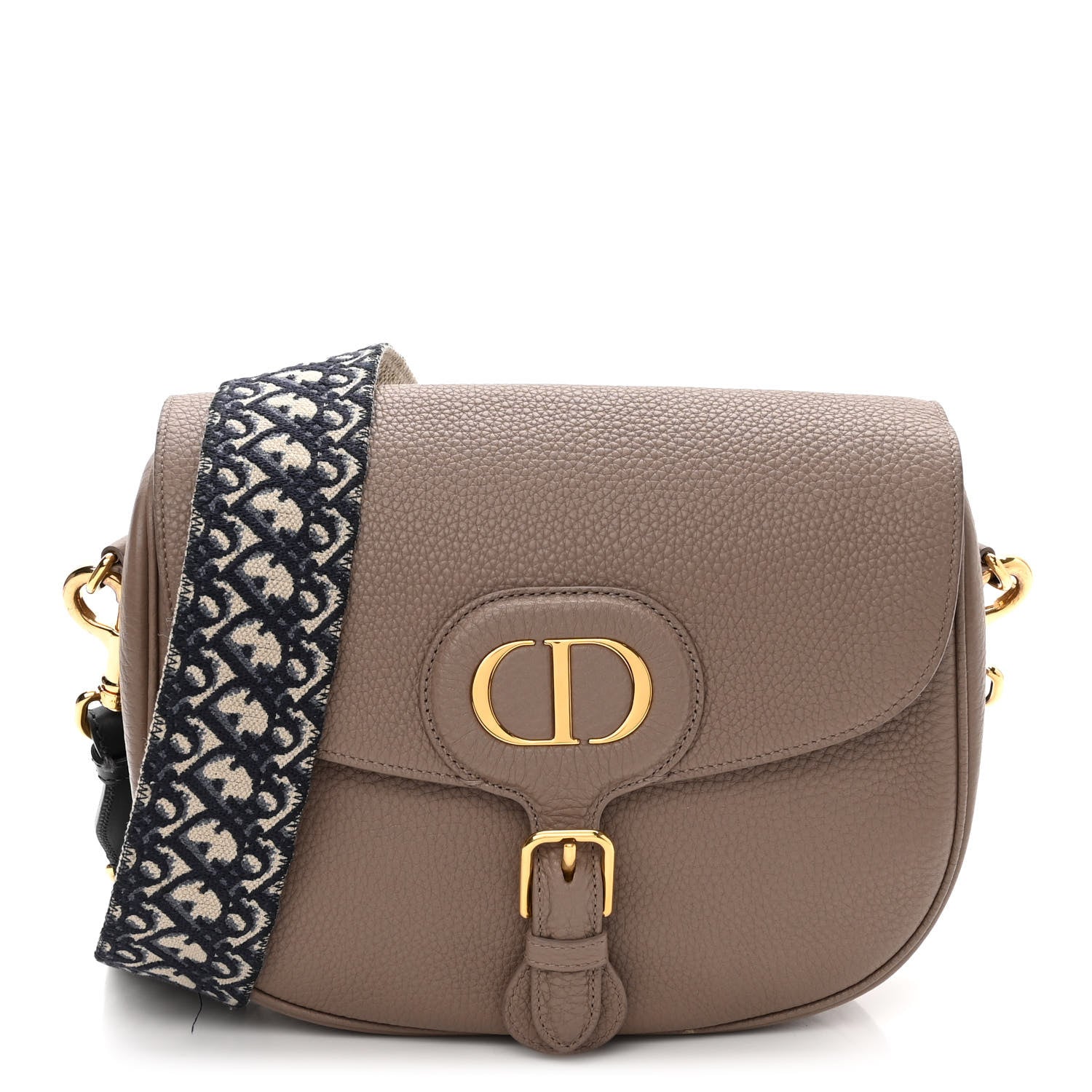 CHRISTIAN DIOR Grained Calfskin Large Bobby Flap Warm Taupe