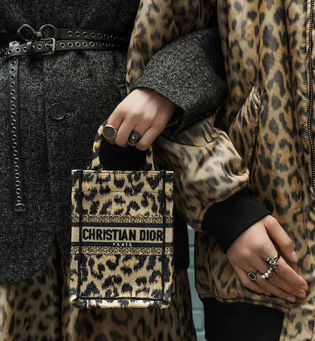 MINI DIOR BOOK TOTE PHONE BAG Beige Multicolor Mizza Embroidery (13 x 18 x 5 cm)