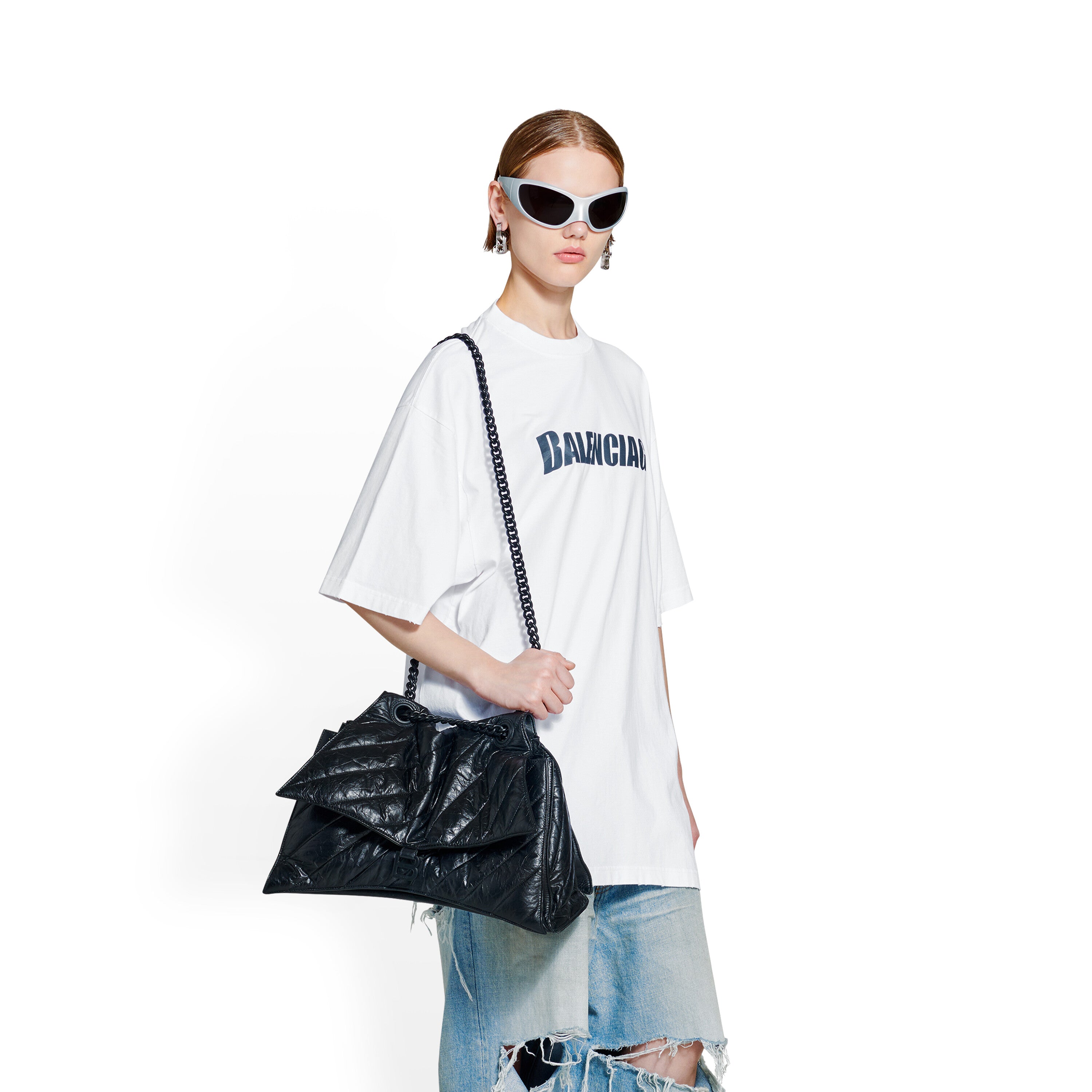 WOMEN'S CRUSH MEDIUM CHAIN BAG QUILTED IN BLACK