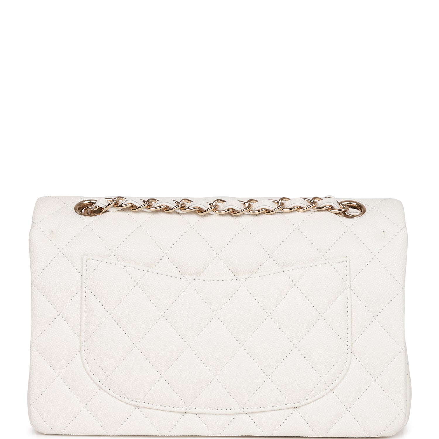 Chanel Small Classic Double Flap White Caviar Light Gold Hardware