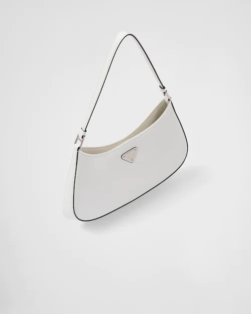 Prada Cleo brushed leather shoulder bag - White/Black