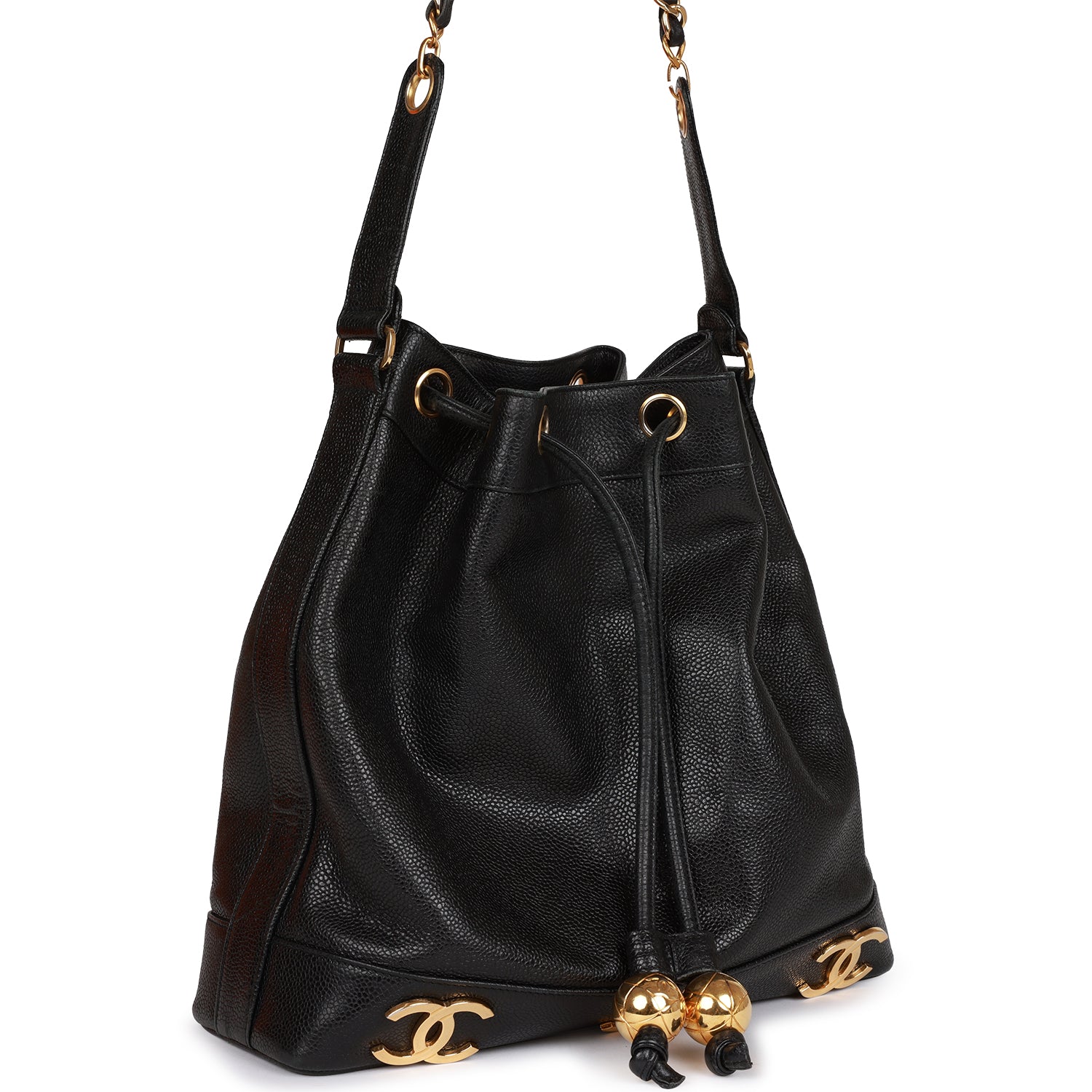 Vintage CC Bucket Bag Black Caviar Gold Hardware