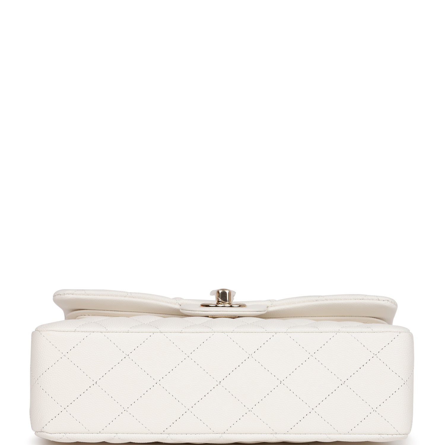 Chanel Small Classic Double Flap White Caviar Light Gold Hardware