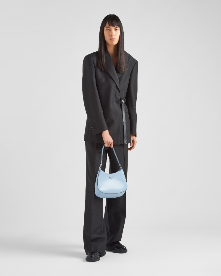 Prada Cleo brushed leather shoulder bag - Celeste