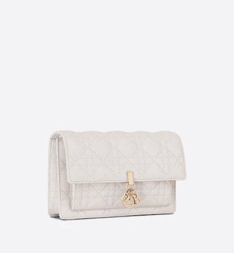 LADY DIOR CHAIN POUCH Latte Cannage Lambskin