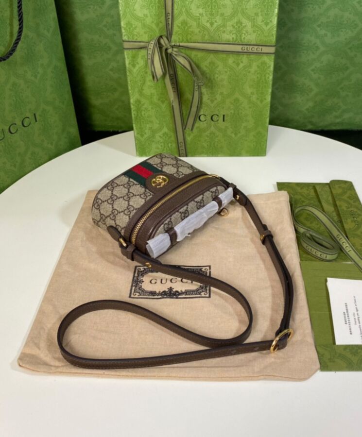 Gucci Ophidia GG Top Handle Mini Bag 699532 Dark Coffee
