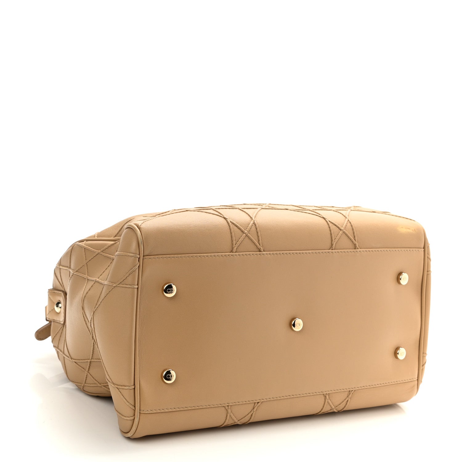 CHRISTIAN DIOR Lambskin Cannage Granville Polochon Beige