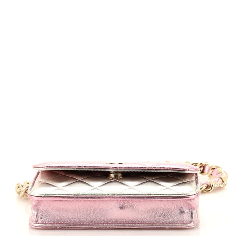Coco Punk Chain Clutch Quilted Gradient Metallic Lambskin