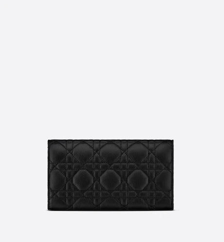 DIOR CARO WALLET Black Supple Cannage Calfskin