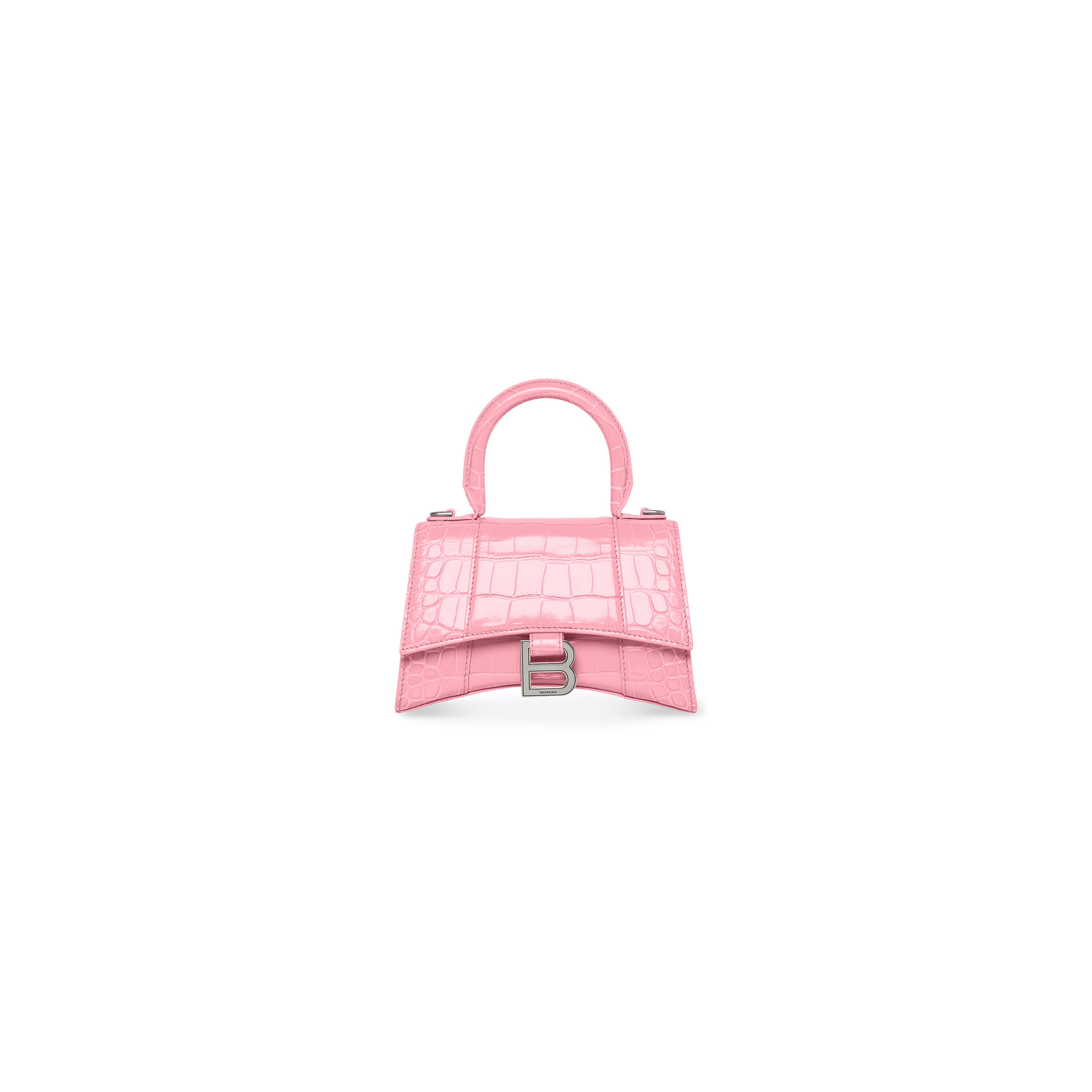 WOMEN'S HOURGLASS XS HANDBAG CROCODILE EMBOSSED IN PINK