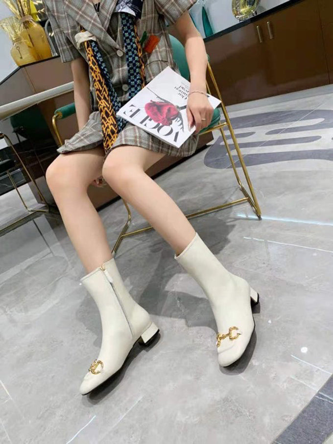 G mid-heel ankle boot with Horsebit