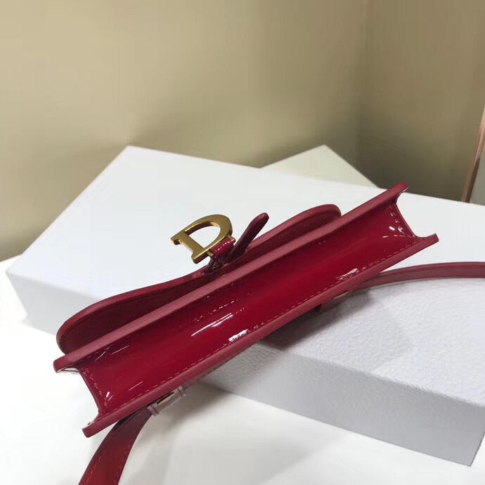 Dior Saddle Belt Bag In Red Patent Leather