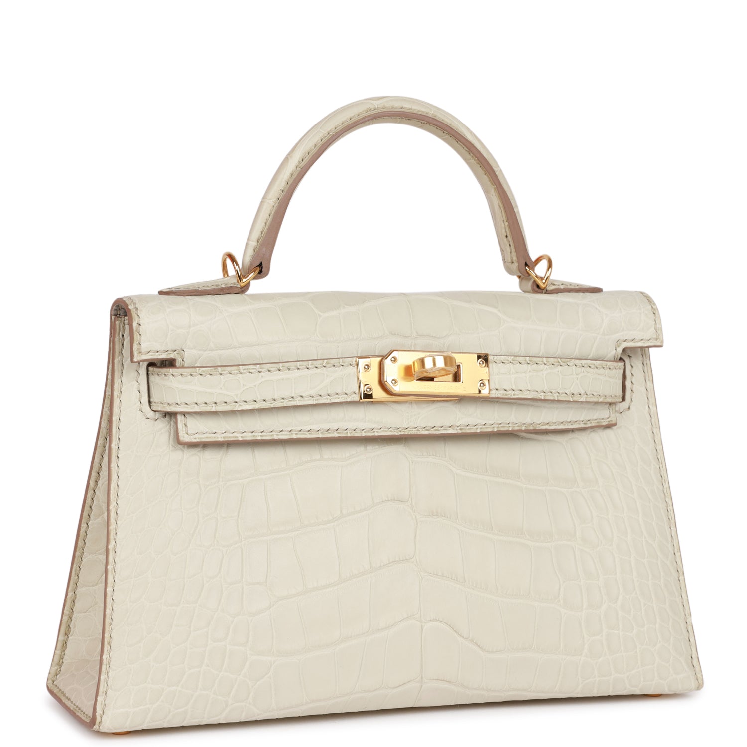 Hermès Kelly Sellier 20cm Beton Matte Alligator Gold Hardware
