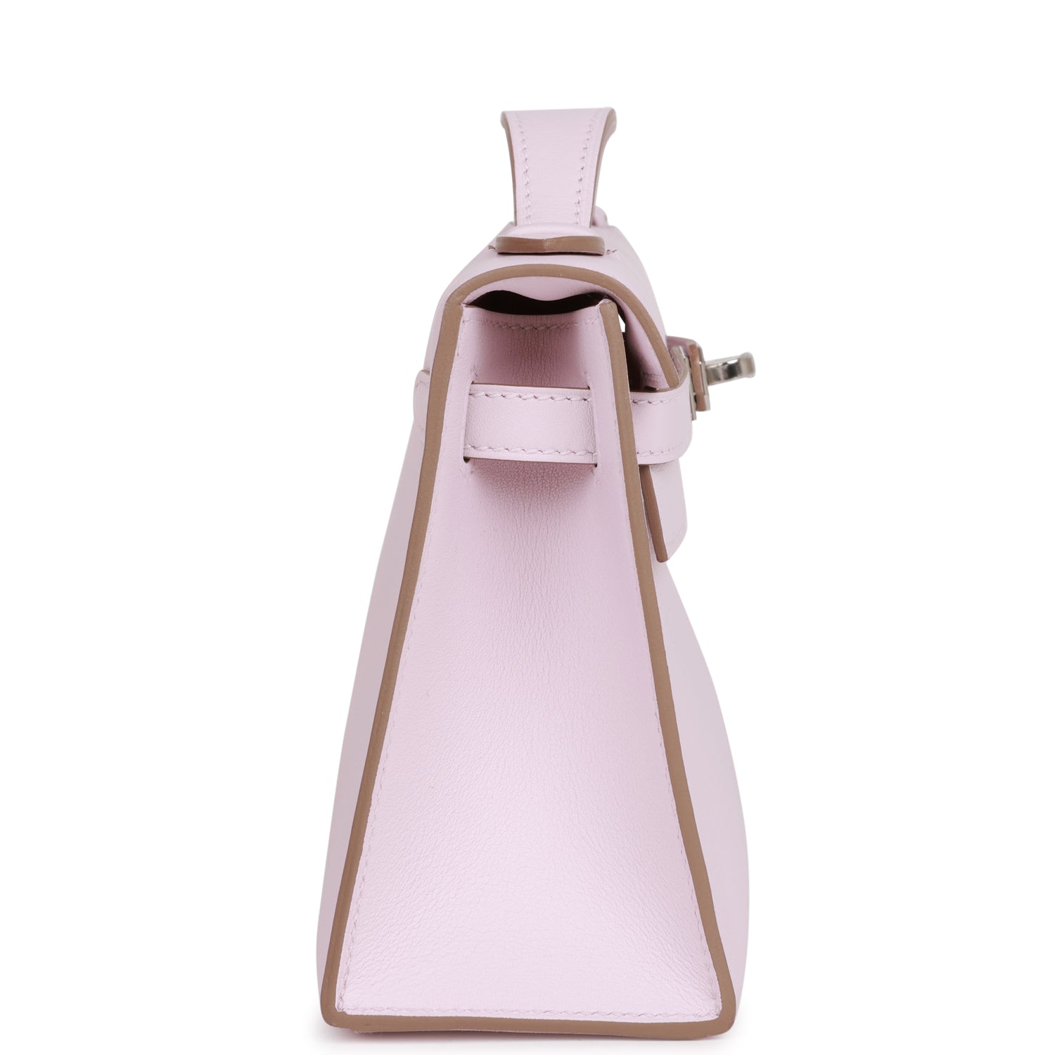 Hermès Kelly Pochette Mauve Pale Swift Palladium Hardware
