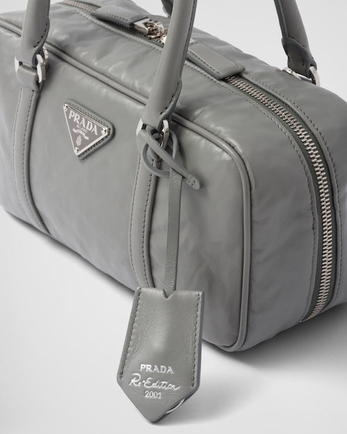 Prada Small antique nappa leather top handle bag - Slate Gray