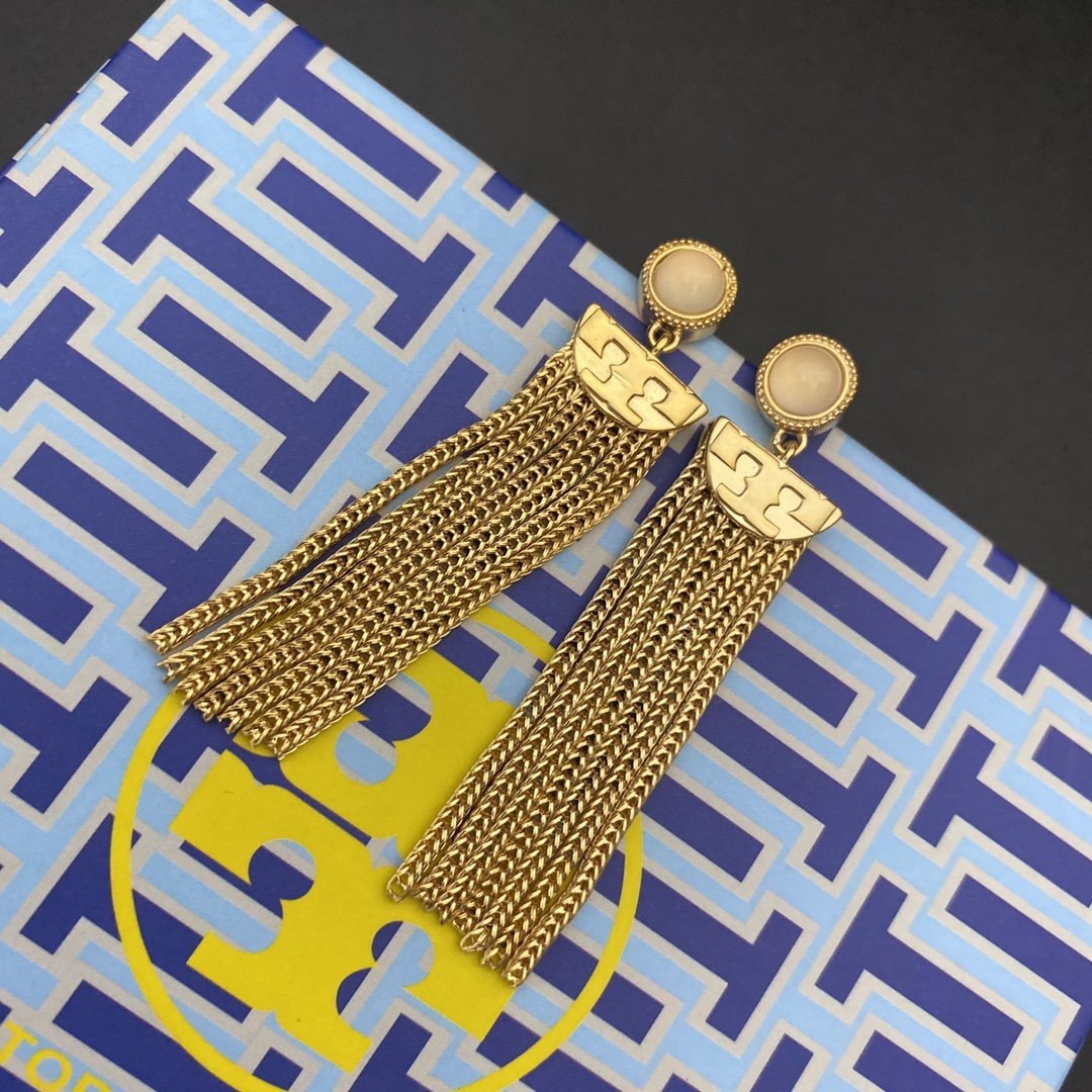 Retro semicircle tassel pendant earrings