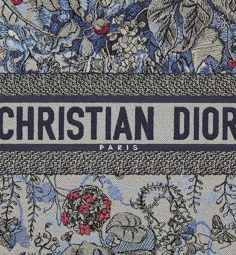 LARGE DIOR BOOK TOTE Denim Multicolor Dior Jardin Magique Embroidery (42 x 35 x 18.5 cm)