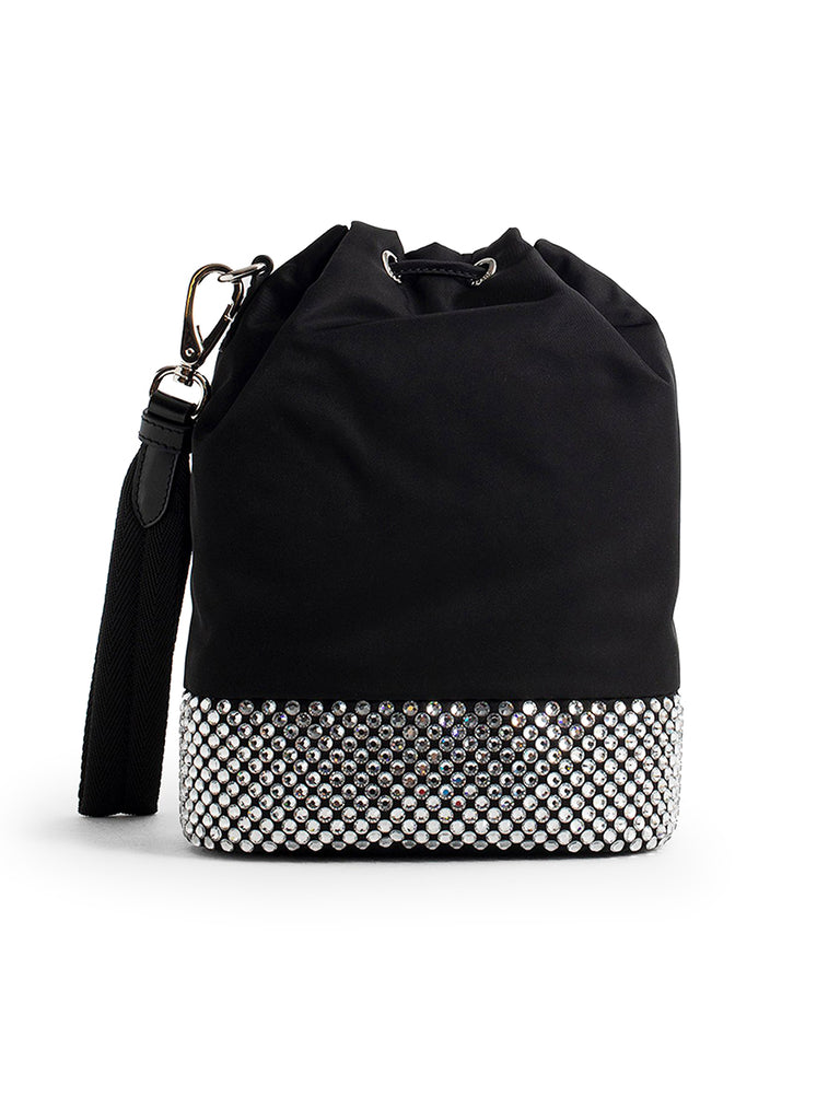 Prada Bucket Re-Nylon Bag with Artificial Crystals
