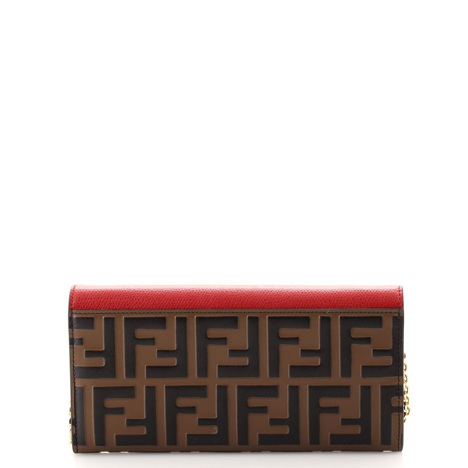Fendi Continental with Chain in Red Leather