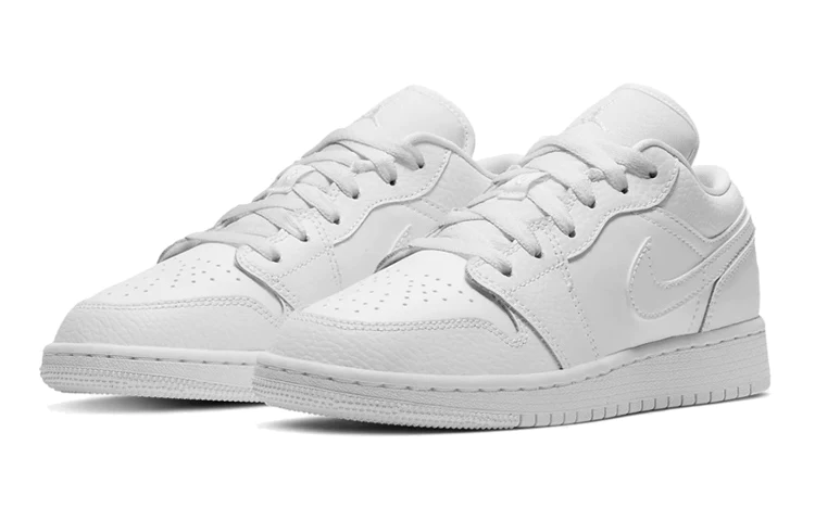 (GS) Air Jordan 1 Low 'Triple White Tumbled Leather' 553560-130