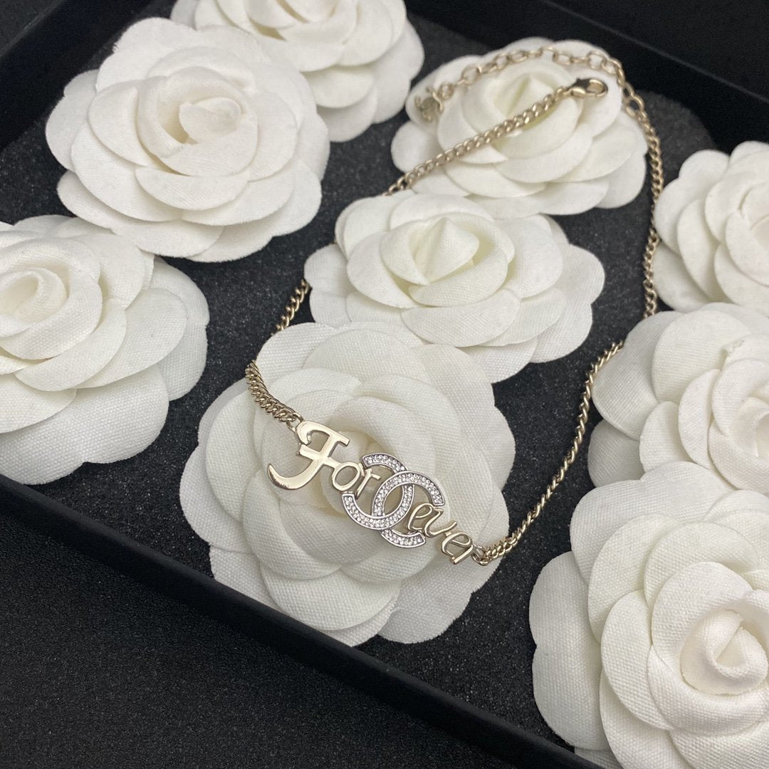 Fashion Letter Rhinestone Necklace