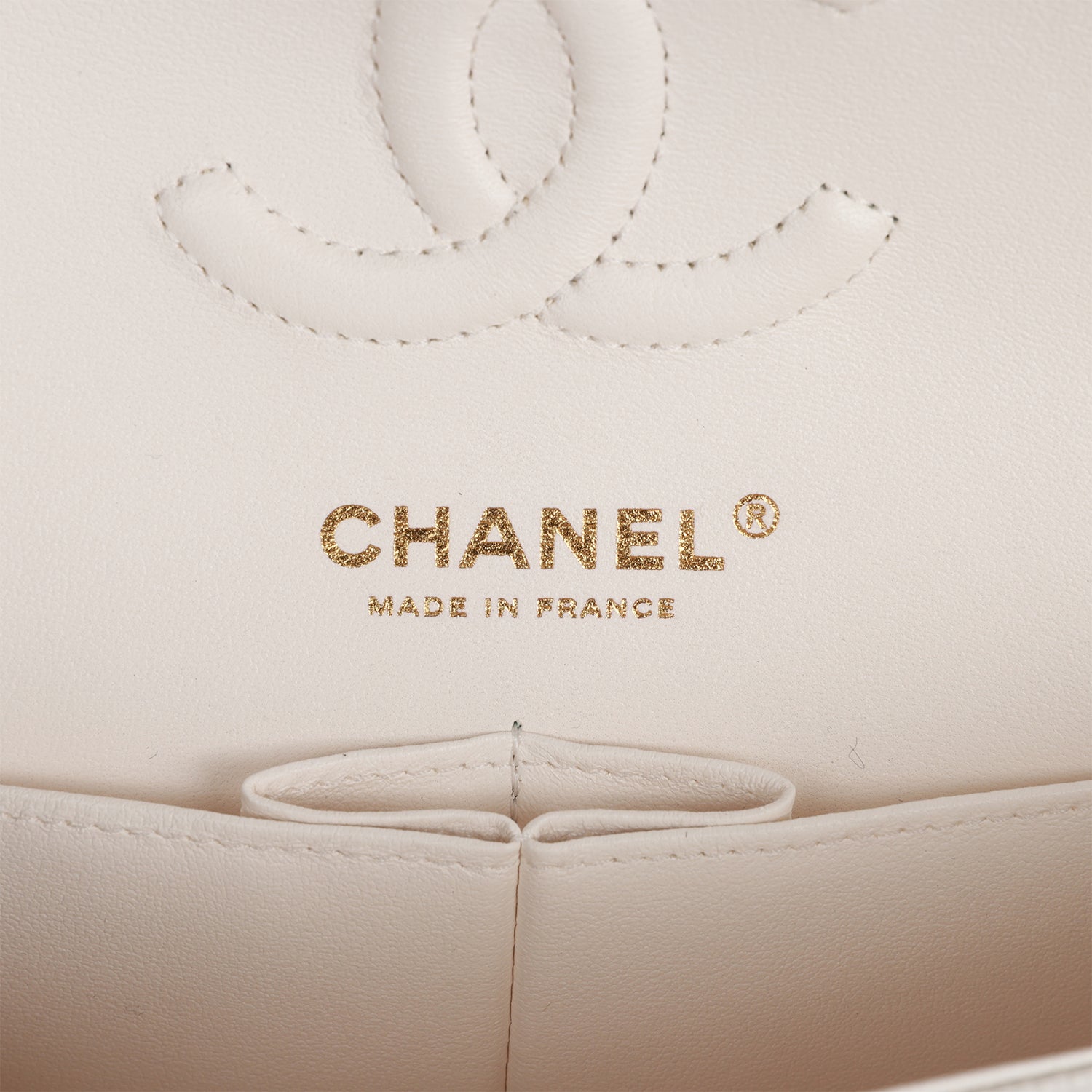 Chanel Small Classic Double Flap White Caviar Light Gold Hardware